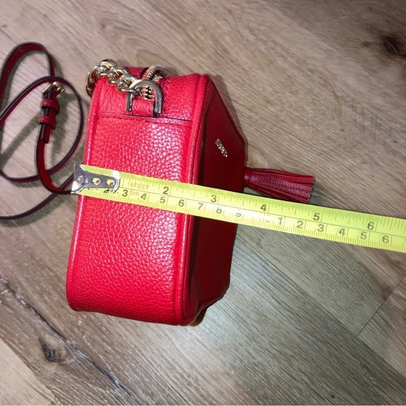 Michael Kors Crossbody Bag Leather  Red with Gold Chain - Picture 9 of 9